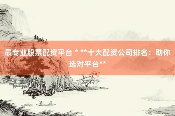 最专业股票配资平台 * **十大配资公司排名：助你选对平台**