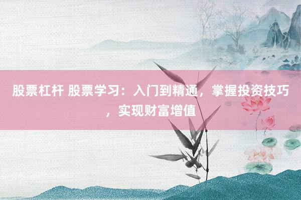 股票杠杆 股票学习：入门到精通，掌握投资技巧，实现财富增值