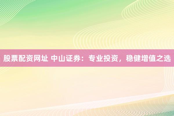 股票配资网址 中山证券：专业投资，稳健增值之选