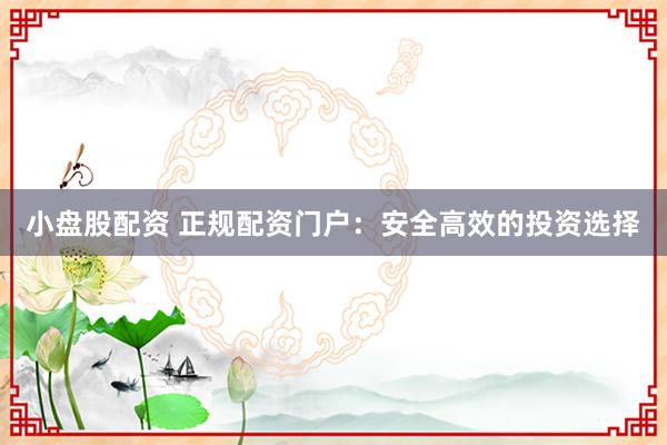 小盘股配资 正规配资门户：安全高效的投资选择
