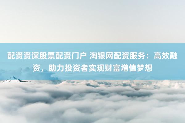 配资资深股票配资门户 淘银网配资服务：高效融资，助力投资者实现财富增值梦想