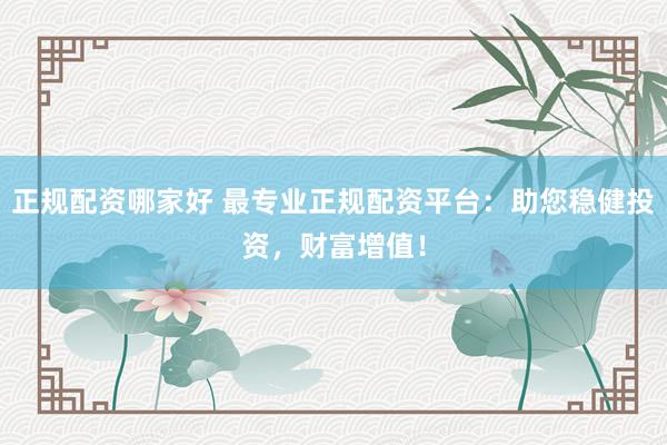 正规配资哪家好 最专业正规配资平台：助您稳健投资，财富增值！