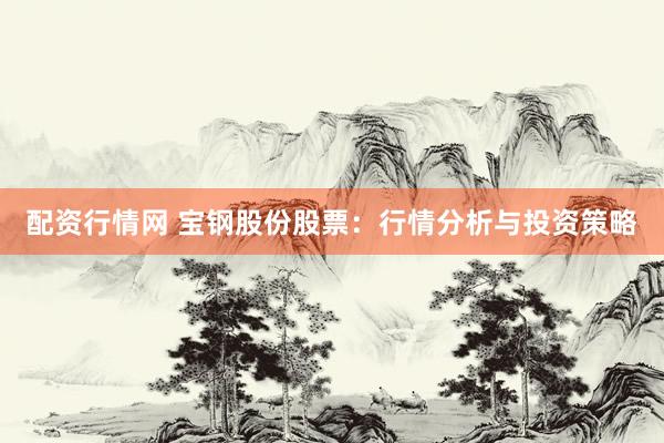 配资行情网 宝钢股份股票：行情分析与投资策略