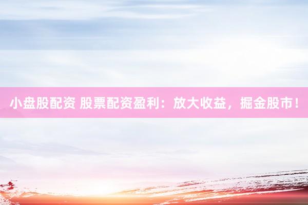 小盘股配资 股票配资盈利：放大收益，掘金股市！