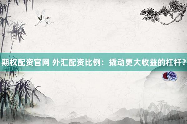 期权配资官网 外汇配资比例：撬动更大收益的杠杆？