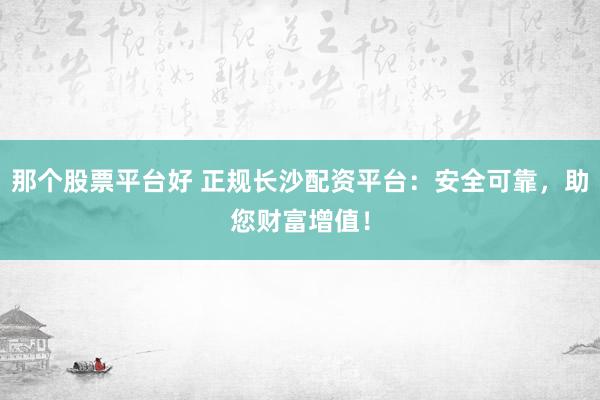 那个股票平台好 正规长沙配资平台：安全可靠，助您财富增值！
