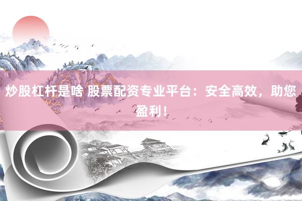 炒股杠杆是啥 股票配资专业平台:安全高效,助您盈利!