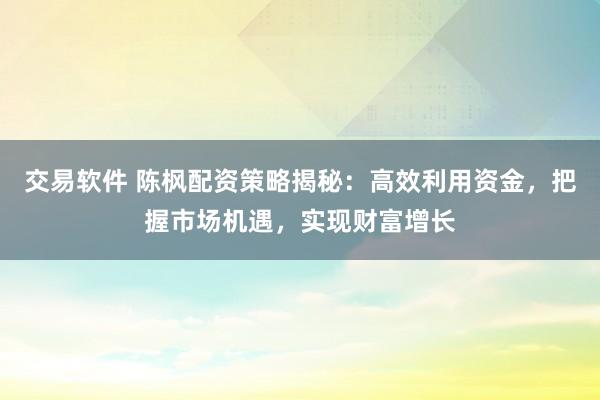 交易软件 陈枫配资策略揭秘:高效利用资金,把握市场机遇,实现财富增长