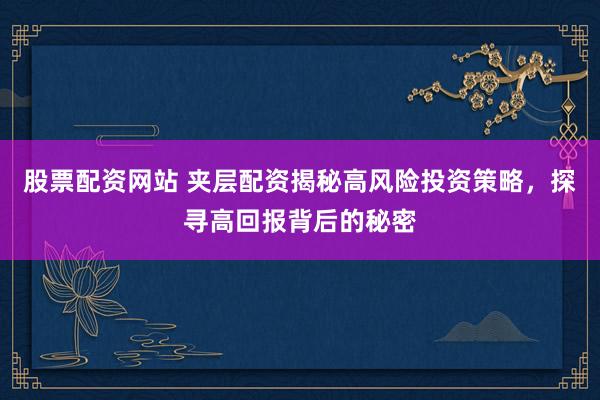 股票配资网站 夹层配资揭秘高风险投资策略，探寻高回报背后的秘密