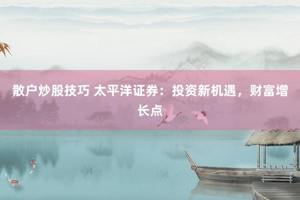 散户炒股技巧 太平洋证券：投资新机遇，财富增长点