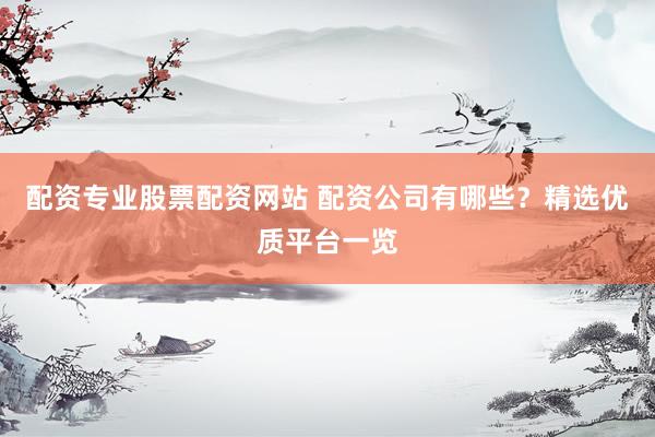 配资专业股票配资网站 配资公司有哪些？精选优质平台一览